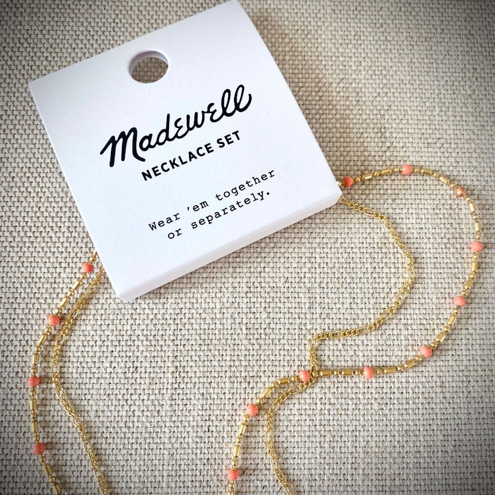 Madewell NWT Enamel Bead Gold Chain Necklace Set